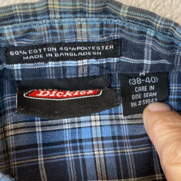 Genuine Dickies Mens Plaid Button-Up Shirt Size M Long Sleeve Cotton/Polyester B - Picture 4 of 7